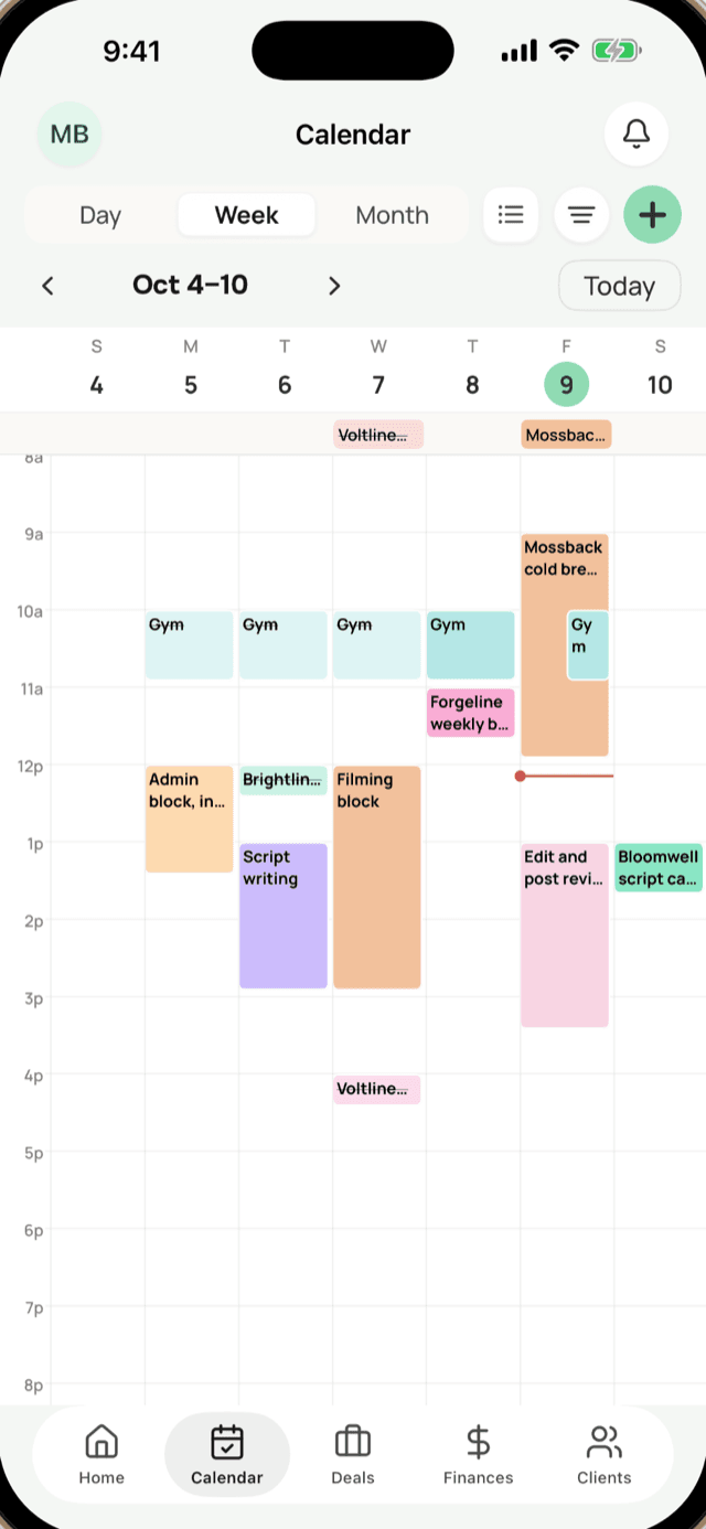 Cadant Calendar with shoot days and deadlines
